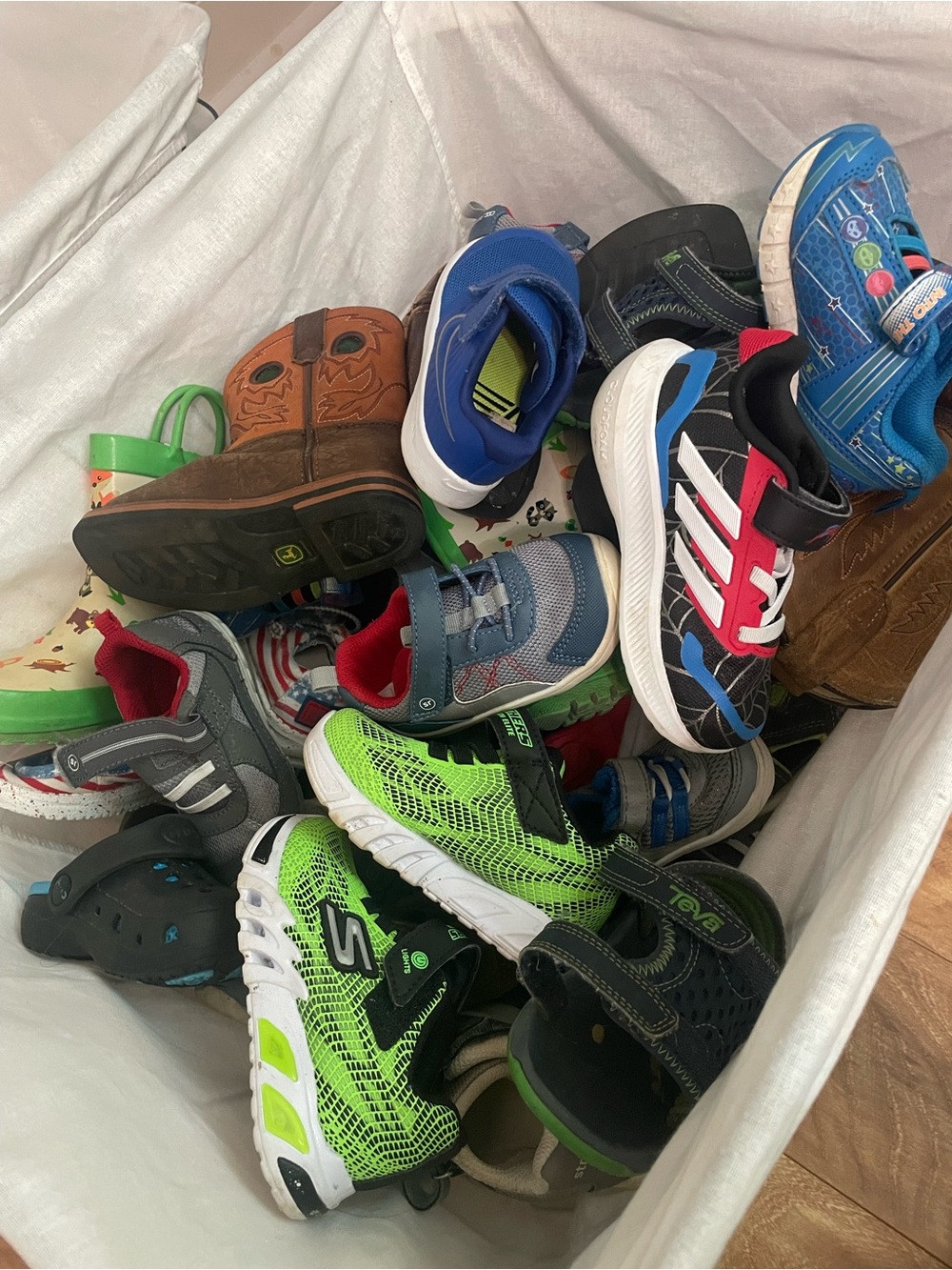 Basket full of shoes